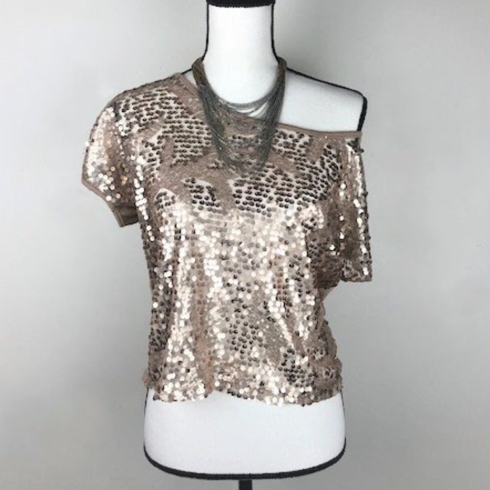 Charlotte Russe Tan Sequin Top